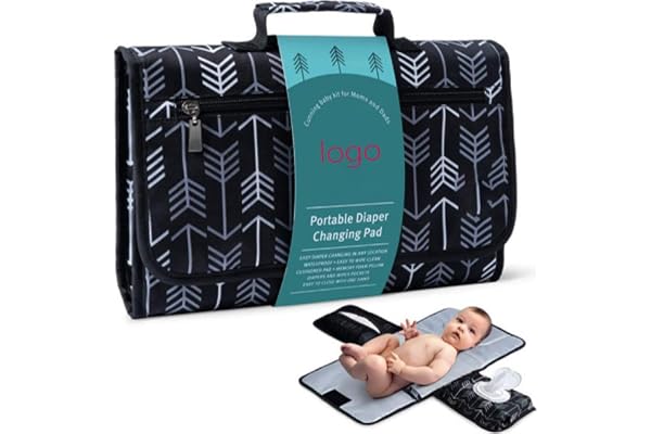 Matelas à Langer Pliable pour Bébé Tapis à Langer Portable avec Pochette de Change Ensemble de Sac a Langer de Voyage Amovible et Etanche,Poches en Tissu Mesh et à Fermeture Éclair.
