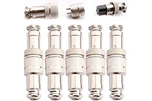 VISSQH 5 Paia GX16 3 Pin Connettore Aviazione,16mm Connettore Aviazione Maschio Femmina,Presa aeronautica,Connettore Aviazione Pannello Metallo(Docking)