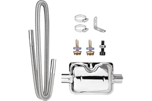 RIKMODY Car Exhaust Hose, Stainless Steel Diesel Heater Exhaust Pipe, Flexible Tail Pipe Diesel Gas Vent Hose, Parking Heater Pipe, Car Air Heater Exhaust Pipe with Silencer & 2 Hose Clips (120CM)