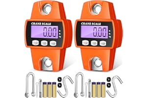 Tellegloww 2 Pack 660lb Digital Hanging Scale with Cast Aluminum Case, 300kg Hanging Scale Handheld Mini Crane Scale with Hooks for Farm Hunting Meat Fishing Outdoor