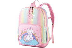 VASCHY Mochila Niña, Mochilas Escolares Mochila Infantil 4-6 Años para Escolar Ajustar Carpeta A4 con Bolsillos Laterales y Correa en Pecho