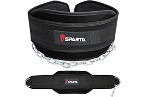 SPARTA Dipping Belt Body Building Weight Lifting Dips and Pull ups with Long 34 Inches Chain - Ideal for Gym, Strength Training