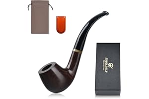 Joyoldelf Pipas para Fumar Tabaco de Negra y Ebano, Pipas de Fumar Desmontable, Pipa de Fumar con Soporte de Pipa, Adapta al Filtros Pipa Normal de 9 mm