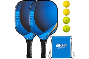 ‎MICTER MICTER Pickleball Set, Leichte Fiberglas Pickleball Schläger mit Pickleball Bällen und Tragbare Tasche, Pickleball Paddles Set für Indoor Outdoor Sportarten, Profis, Erwachsene, und Anfänger