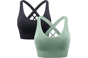 Heersan Sport BH Damen, Push up Sport Bra Ohne Bügel Crossback Seamless Starker Halt Sports Bra mit Abnehmbaren Gepolstert für Fitness Lauf Joggen Yoga
