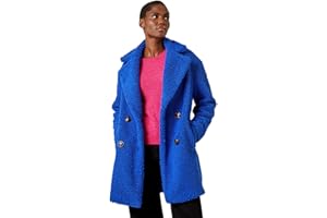 Roman Originals Teddy Coat For Women UK Ladies Borg Faux Fur Coatigan Lined Casual Soft Fluffy Fleece Texture Oversized Longline Warm Cosy Winter Jacket Thick Cardigan