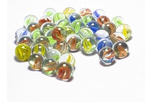 Neez Billes Enfant - Assortiment Billes en Verre, Pépites Rares de Soleil pour Décoration, Jeux de Billes Enfant - Multicolore Sac de Marblegen Bille (40 Billes de Couleur)