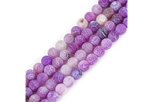 GEM-INSIDE CREATE YOUR OWN FASHION SHGbeads Purple Agate Gemstone Loose Beads Natural 8mm Matte Frosted Energy Stone Healing Power for Jewellery Making 15''