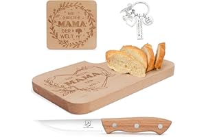 Hzdyopk Muttertagsgeschenk, Frühstücksbrettchen Beste Mama Geschenk Geburtstagsgeschenk für Mama Schneidebrett mit Frühstücksmesser Geschenke für Mama Muttertag Geburtstag Weihnachts