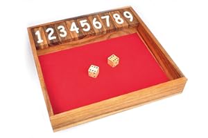 LOGICA GIOCHI Logica Jeux Art. Shut The Box - Jeu de Société en Bois Précieux - 24 x 24 cm - Jeu de dés - Jackpot Jeu de Bar Pub