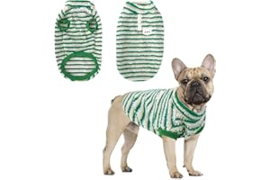 JODSEN Warm Dog Jumper Pet Plush Pullover Dog Sweater Fashionable Striped Dog Sweater Chihuahua Sweaters Pullover Winter Clothes for Puppy Small Pets Cat Cold Weather Wearing (2XL, Green)