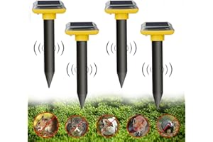 LOFFU Solar Mole Repellent Ultrasonic, 4 Pack Rodent Deterrent, Ultrasonic & Solar Powered Sonic Deterrent, Animal Repellent Use for Lawn Garden Yards, IP66 Waterproof
