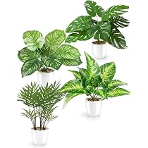 Set Da 2 Piante Tropicali Finte In Vaso Ceramico Bianco: Alte 38 Cm, Sembrano Vere!