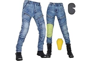 oFzimTo Pantalon Moto Femme/Homme Homologué, Jean Moto avec Armure CE Protection (EN 1621-1:2012)-Hiver/été