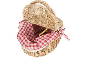 CAXUSD Rattan Picnic Basket Kids Snack Container White Decor Kidcraft Playset Red Riding Hood Basket Fruit Storage Basket Woven Handheld Food Basket Picnic Supply Outdoor Box Lovers