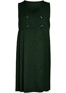 bottle green school pinafore