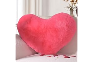 Yhoelata San Valentino Cuscino Cuore, Carminio Cuscino a Forma di Cuore, Peluche Cuore Cuscini Decorativi, Grande Cuscini per Divano, Cuscini Bambini Cuscino Letto, 37 * 47cm
