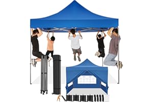 COBIZI Gazebo 3x3,Gazebo Esterno Resistente con Parete Laterale e Sacchi di Sabbia,Esterno Pieghevole Impermeabile Gazebo da Giardino,Tendone Padiglione Pop Up per Feste Campeggio (3 per 3m Blu)