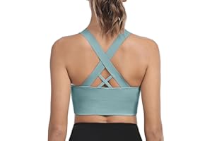 Leversic Sujetador Deportivo de Iimpacto Medio para Mujer Sin Aros con Relleno Extraíble con Espalda Cruzada para Yoga