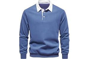 MakingDa Mens Polo Neck Sweatshirts Long Sleeve Casual Pullover Sweatshirt Solid Color Winter Warm Jumper Top