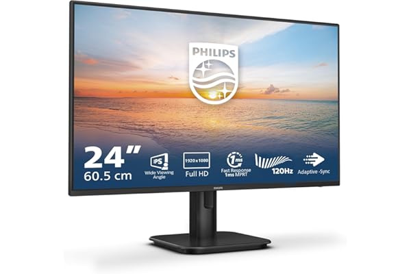 Philips 24E1N1100A Monitor 24 Pulgadas FHD, 100Hz, IPS, 1 MPRT, Adaptive Sync., Altavoces (1920x1080, 1x HDMI 1.4), Negro