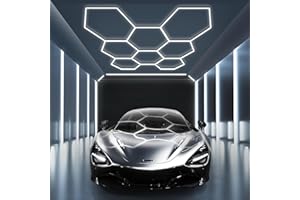 MIMIEAR Hexagon Garage Light: Higher Brightness Lumens LED Honeycomb Ceiling Light,280W 8 Grids Systems 6500K,2.6x2.4m Grid Lighting for Garages,Gym,Car Detailing Shop,Auto Beauty Shop,Shopping malls (8-HEX)