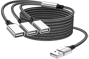 MOGOOD 3 in 1 USB Splitter Cable 2M, USB Power Splitter 1 Male to 3 Female 2.0 Adapter Extension Cable Type A multiport for Charging/Data Transfer