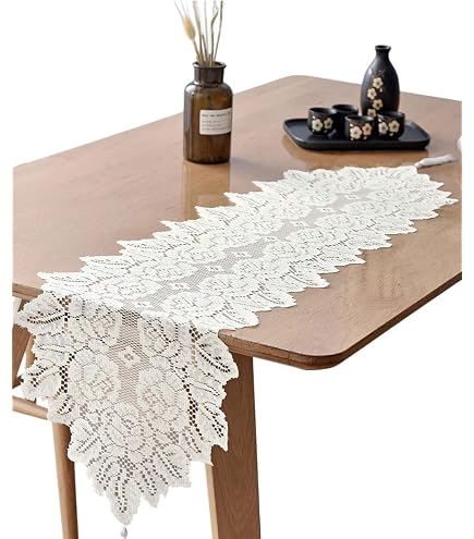 Napperon Ovale En Dentelle Blanc - Main Crochet Pur Coton - Décoration Table Vintage