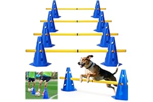 BHHTBB Agility Set Hunde Hürden Steckhürdenset Kinder, Hindernisse für Kinder Hunde Parcour zum Springen, Cavaletti Hund, 8 Kegel 23cm Höhe + 8 Stangen 80cm lang, für Trainingsübungen