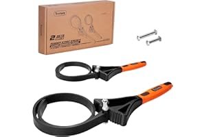 Toolwiz Ensemble de clés à sangle en caoutchouc, 2 clés pour filtre à huile 150 mm et 100 mm, ceinture en caoutchouc réglable universelle pour plombiers, filtre à huile, ouvre-bocal