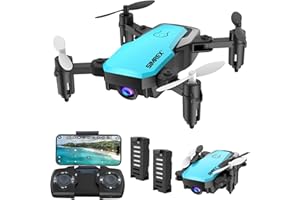 SIMREX X300C Mini Drone with Camera 720P HD, RC Quadcopter Foldable, Altitude Hold, 3D Flip, Headless Mode, Gravity Control and 2 Batteries, Blue