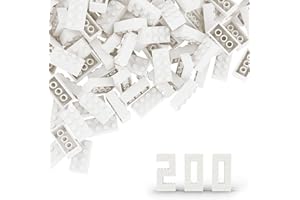 TTEHGB TOY Klassischer Massenziegel 2x4, 200 Stück Baustein Weiß, Kompatibel mit Alle Großen Marken, MOC Enthusiasten, Farben: Weiß