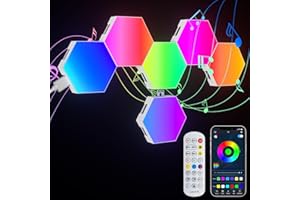 GIACOMO LED Sechseck Gaming Wandleuchte 6Stück Hexagon RGB Panel, Sechseck RGB Smart Wandleuchte Musik Sync App Steuerung, Hexa LED Light Panels Für zimmer & Gaming Deko