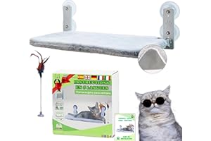 BECISPER - Hamac Chat Fenetre Pliable sans Câbles Lit pour Chat avec des Ventouses Stables Tapis réversible avec Jouet Inclus Code QR avec Instructions et vidéo de Montage.