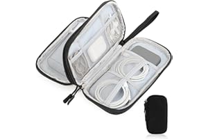 NVIYAM Organizador Cables Viaje, Organizador Cables Viaje Impermeable, Accesorios Estuche Cables Portátil, Estuche Cables para Cargador, Memoria USB, SD Tarjeta y Adaptadores, Gris (Negro)