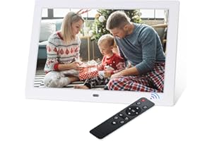 JOHNZINY 10,1 pollici Digital Picture Frame 1280 x 800P Electronic Picture Frame Music Video Player with Remote Control/Multi Slide Show/Calendar/Clock Alarm Function White USB or SD Card Wall