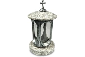 Vershy Gravlykta silver med granitbotten snygg granitlykta höjd 28 cm / diameter 15 cm gravljus