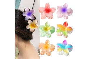 KUJAIS 6 Stück Blumen Haarklammer Groß: Hawaii Haarspange Blume für Dickes Haar - Rutschfeste Haarklammern Blume Haarstyling Zubehör für Frauen Mädchen Geschenk