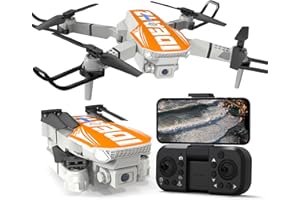 LE-IDEA Faltbare Mini Drohne mit 1080P Kamera, IDEA12 Drones mit Optische Flusspositionierung Flugbahnflug Headless Modus, RC Quadcopter Drone für Anfänger Erwachsene,Orange