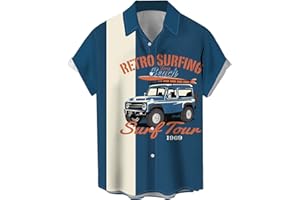 LZZIDOU Bowling-Shirts für Herren, Vintage-Stil, 1950er-Jahre, lässig, kurzärmelig, Knopfleiste, kontrastierendes Hemd, Sommer, Farbblock, kubanische Hemden
