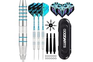Qixuer Zestaw rzutek do darta 22 g, profesjonalne stalowe groty, metalowe tip, zestaw 3 latających skrzydeł + 3 matowe bieguny oszczędzające powietrze + osłona przed poślizgiem