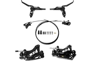 splumzer 4-Piston MTB Hydraulic Disc Brakes Set Front 850mm and Rear 1600mm Hydraulic Disc Brake for eBike Mountain Bike,Pre-Bled Hydraulic Brake Kit with Mounting Adapter