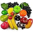 Lorigun Artificial Fruits Pack, Fake Fruits for Home Decor, Simulation Fruit Set, Party Chirstmas Decortion, Fruit Modle for Photoshoot, Fake Strawberry, Mango, Bananas. Total 20 Pieces/Set