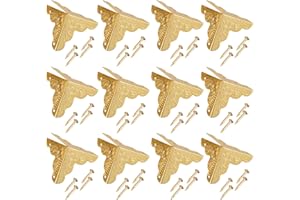 Kuuleyn Protectores de Esquina, Caja de Madera Antigua de Moda Antigua, Caja de joyería de 3 Colores, Protector de Cubierta de Borde de Hierro Decorativo para Almacenamiento, Muebles, gabinete(Oro)