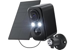 IHOXTX Camera Surveillance WiFi avec Panneau Solaire, Camera Surveillance 1080p WiFi Exterieure sans Fil, Vision Nocturne Couleur, Détection Humaine, Toute L'année de Protection