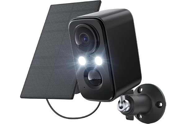 IHOXTX 2K Camera Surveillance WiFi , Camera Surveillance WiFi Exterieure sans Fil avec Panneau Solaire, Vision Nocturne Couleur, Détection Humaine, Toute L'année de Protection