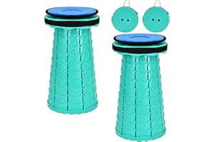 FXKS 2 Pack Portable Folding Stool with Cushion,Retractable Folding Stool Max Load Capacity 180 KG, Lightweight Collapsible Stools for Fishing Camping Hiking Outdoor BBQ -Mint Green