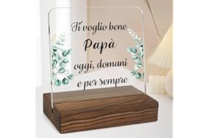 XIOABRE Regalo Papà Festa Del Papa Idee Regalo Regali Per Papà Regalo Papa Compleanno Regalo Compleanno Papà Idee Regalo Papà Compleanno Placca Acrilica Con Base In Legno Regalo Per Papà Regalo Papa Natale