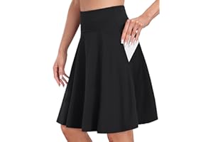 Desol Gonna da tennis da donna da 50,8 cm, lunghezza al ginocchio, con pantaloncini e tasche, a vita alta, per allenamento casual atletico