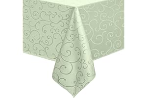 Romanstile Outdoor Tischdecke abwaschbar 100x140 cm Hellgrün rechteckig Damast-Jacquard Table Cloth Tischdecken Tischtuch Deko für Ostern Garten Partys im Freien Geburtstag Party Frühling